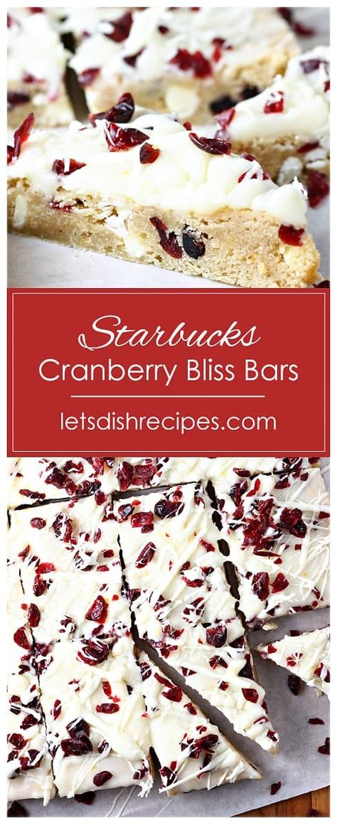 Starbucks Cranberry Bliss Bars Copycat, Starbucks Cranberry Bliss Bars, Starbucks Cranberry Bliss, Cranberry Bliss Bars Recipe, Tiny Desserts, Chewy Blondies, Dried Cranberries Recipes, Orange Cream Cheese Frosting, Cranberry Bliss Bars Starbucks