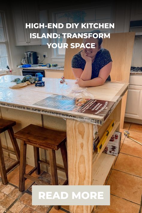 Person working on a kitchen island project with tools and materials spread out on the countertop. How To Build An Island For Kitchen, Kitchen Island Size Guide, Kitchen Island Measurements, Kitchen Island Building Plans, Kitchen Island Upgrade, How To Install Kitchen Island, Kitchen Island Size, Build Kitchen Island, Wooden Island