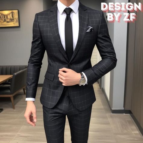 Black Checkered Suit Men, Black Plaid Suit Men, Black Prom Suit, 2 Piece Suits For Men, Check Suits For Men, Coat Suit For Men, Black Check Suit, Black Prom Suits, 3 Piece Suit Men