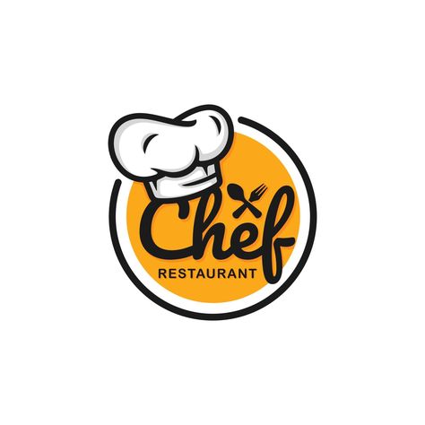 Chef logo design vector illustration. Restaurant logo Chef Logo Design, Resturant Logo, Eco Logo Design, Food Brand Logos, Corel Draw Design, Food Logo Design Inspiration, Bold Logo Design, Chef Logo, Logo Design Love