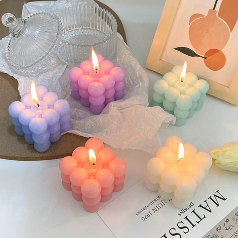 Ins home decor 3D magic cube aromatherapy candles paraffin wax bubble scented candle Bubble Scented Candle, Modern Easter, Art Cube, Paraffin Wax Candles, Lavender Scented Candle, Shell Candles, Fragrant Candles, Candle Making Molds, Candle Making Kit