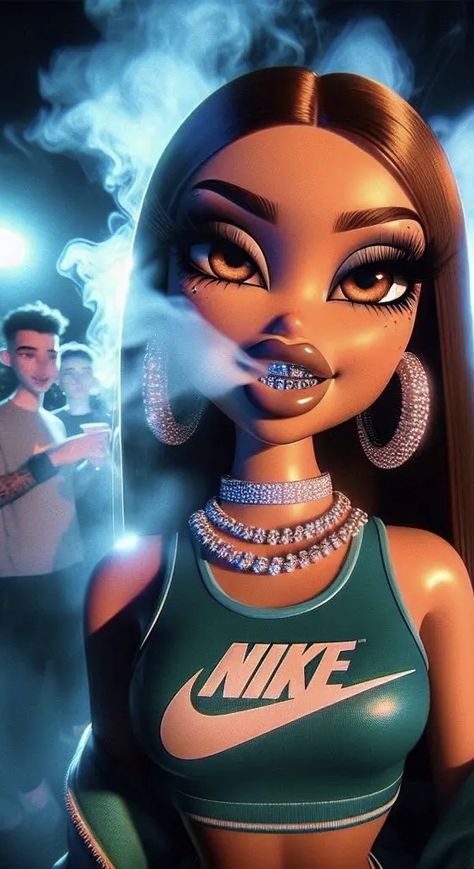 AI art Baddie Cartoon Aesthetic Pfp, Cute Baddie Pfp, Cute Imvu Baddies, Pretty Wallpaper Ipad, Black Bratz Doll, Brat Doll, Doll Aesthetic, Image Swag, Profil Anime