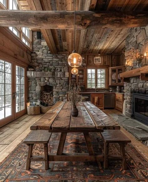 Game Room Ideas, Log Cabin Rustic, Barn Style House Plans, Casa Country, Dream Life House, Cabin Interiors, Rustic Home Design, Cabin Living, Hobbit House