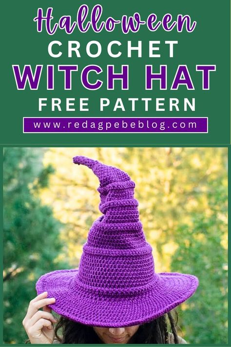 The Whimsical Witch Hat Witchcraft Crochet Patterns Free, Witch Hat Free Crochet Pattern, Pagan Crochet Patterns, Free Crochet Witch Hat Pattern, Crochet Fairy Hat Pattern Free, Crochet Wizard Hat Pattern Free, Witch Hat Crochet Pattern Free, Crochet Corset Top Pattern Free, Crochet Witch Hat Pattern Free