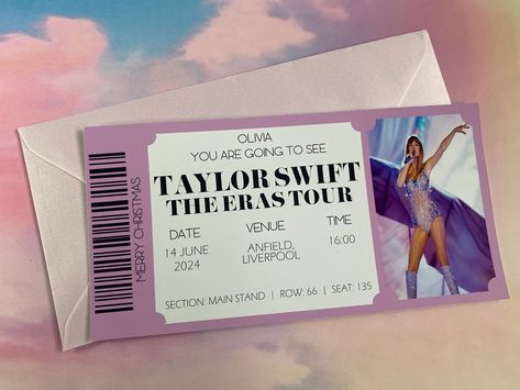 Taylor Swift Ticket Surprise, Taylor Swift Eras Tour Ticket, Concert Tickets Gift, Eras Tour Ticket, Concert Ticket Gift, Taylor Swift Tickets, Taylor Swift Merch, Ticket Invitation, Taylor Swift Eras Tour