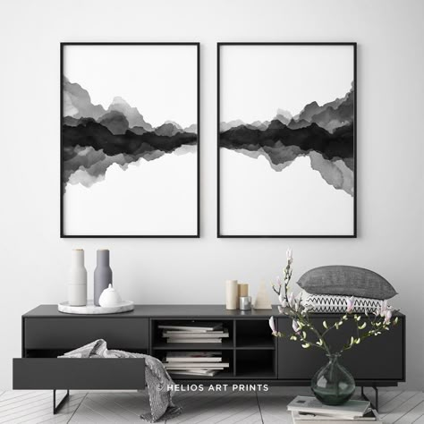 Set of 2 abstract landscape watercolours, Black and white printable digital downloadable wall art https://etsy.me/2JBubdk #art #print #digital #black #white #unframed #landscapescenery #vertical #watercolor White Paintings, Abstract Watercolor Landscape, Minimalist Landscape, Abstract Minimalist, Black And White Wall Art, Watercolor Wall Art, Minimal Art, Black And White Abstract, Pics Art