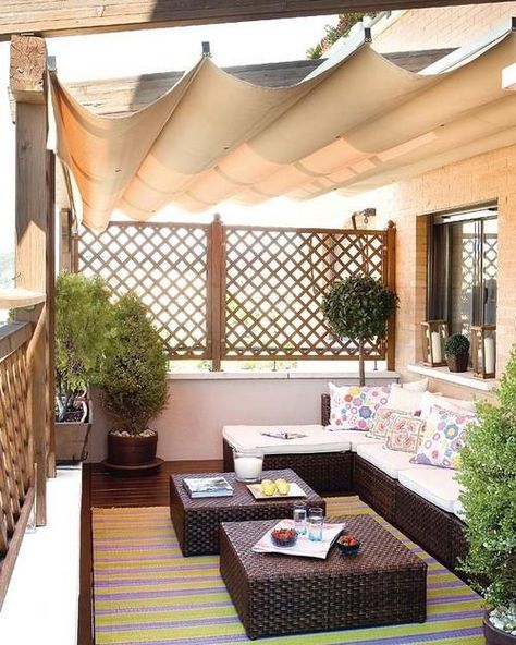 30 Creative Patio Ideas and Inviting Backyard Designs Ombra Pergola, Balcon Mic, Design Per Patio, Indian Balcony, Ideas Terraza, Terrace Decor, Balkon Design, Pergola Design, Covered Pergola