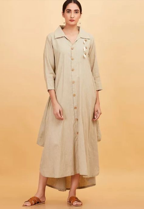 Beautiful Mulmul Kurta with button down shirt collar and superb detailing. Kurta With Collar Women, Shirt Kurta Woman, Shirt Collar Kurti Design, Casual Long Sleeve Kurta With Button Cuffs, Shirt Collar Kurti, Traditional Cotton Kurta With Button Cuffs, Traditional Long Sleeve Kurta With Button Closure, Standing Collar Kurti, वेस्टर्न ड्रेस