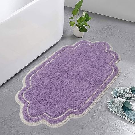 Amazon.com: Home Weavers Allure Collection 100% Cotton Tufted Bathroom Rug, Soft and Absorbent Bath Rugs, Non-Slip Bath Carpet, Machine Wash Dry Bath Mats for Bathroom Floor, 21"x34" Bath Rug, Purple : Home & Kitchen Purple Bath Mat, Luxury Bath Rugs, Purple Bathrooms, Bathroom Carpet, Cotton Bath Rug, Trendy Bathroom, Bath Rugs Sets, Solid Color Backgrounds, Beautiful Bathrooms