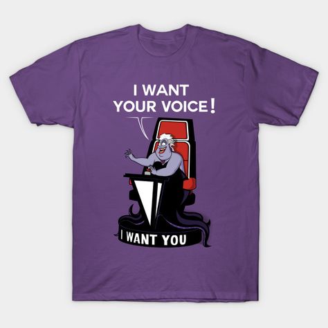 I want your VOICE! Little Mermaid Shirt, Disney Villain Shirt, Toy Story Shirt, Wardrobe Wishlist, T Shirt World, Shirts Ideas, Biker T Shirts, Purple T Shirts, Womens Shirt