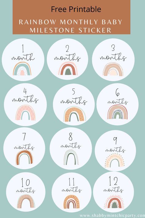 Print out these gender neutral rainbow baby monthly milestone stickers for some adorable pictures of your little ones. Freeze those adorable moments with these baby milestone stickers. Great gift for baby shower or new baby gifts. Pair it with a cute baby bodysuit and shoes. #babyshowergift #babygirlgifts #babyboygifts #christmasgifts #babychristmas #babygifts #milestonecard #milestonestickers #milestonephotos Milestones For Babies, Months Stickers, Free Printable Rainbow, Baby Milestone Chart, طفلة حديثة الولادة, Baby Labels, Baby Month Stickers, Monthly Pictures, Sticker Baby