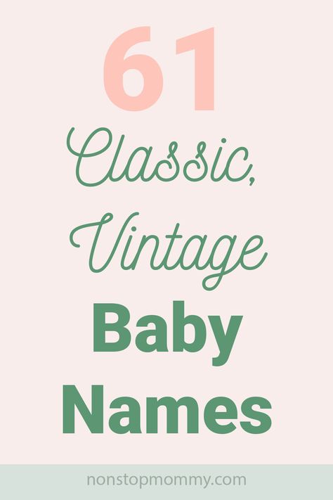 These classic, vitntage baby names are timeless and perfect for your newborn baby boy or girl. Some of these are populaar names while others are rare and uncommon names that you still don't hear frequently. Classic baby names are adorable on babies and grow well into adulthood. Classic Names Vintage, Old English Baby Names, Old Money Names List, Classy Baby Names, Old Money Baby Names, Polish Baby Names, Baby Names With Nicknames, Baby Names Traditional