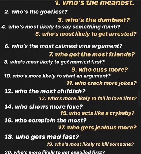 Gc Questions, Spam Account Instagram Posts Questions, Spam Questions Instagram, Spam Bio Ideas Funny, Spam Questions, Snapchat Story Questions, Deep Conversation Topics, Snapchat Questions, Story Questions