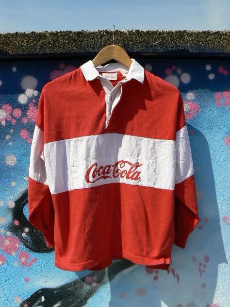 Why did I have to have a Coca Cola rugby back in the eighties?  Who cares, it was awesome. Coca Cola Shirt, Vintage Coca Cola, غرفة ملابس, Coca Cola Vintage, Vintage Clothes, Rugby Shirt, The Good Old Days, Augmented Reality, Favorite Shirts