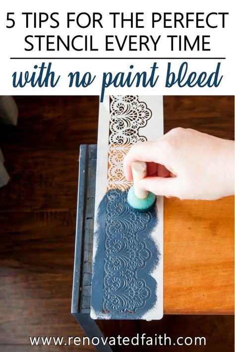 Blonde Dresser, Stencil On Wood, Diy Stencil Patterns, Stencil Letters, Lace Stencil, Reclaimed Table, Upcycle Furniture, Stencils Tutorials, Laminate Furniture