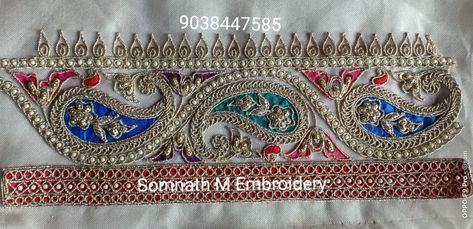 Sabyasachi Borders Embroidery, Marodi Work Sabyasachi, Rajasthan Lehenga, Floral Machine Embroidery Designs, Indian Embroidery Designs, Dori Work, Hand Embroidery Patterns Free, Zardozi Embroidery, Hand Embroidery Dress