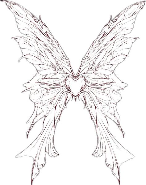 sketch of a red butterfly, with a heart. back tattoo Full Back Angel Wings Tattoo, Moth Wing Back Tattoo, Butterfly Wing Tattoo On Back, Wings Back Tattoo Women, Butterfly Angel Wings Tattoo, Butterfly Wings Aesthetic, Butterfly Wings Back Tattoo, Heart Back Tattoo, Red Wings Tattoo