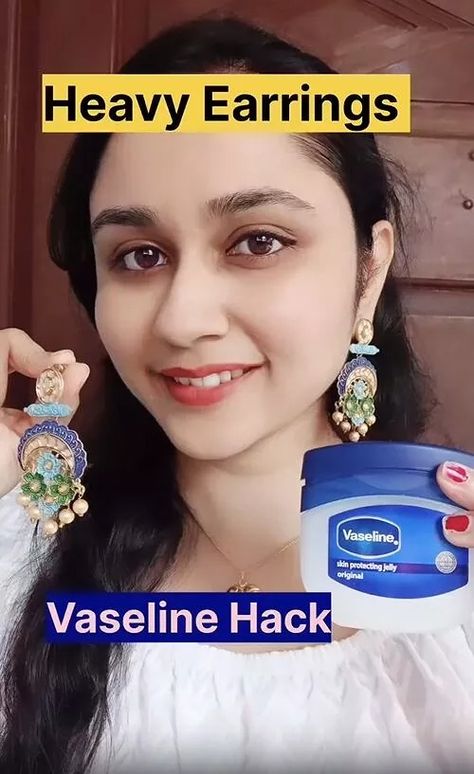 This guide shares a heavy earrings hack. Learn a secret for wearing heavy earrings in this quick tutorial. Earring Hack, Vaseline Hacks, Colgate Toothpaste, Jewelry Hacks, Remove Unwanted Hair, Shirt Sewing, Heavy Earrings, Scar Removal, Unwanted Hair Removal