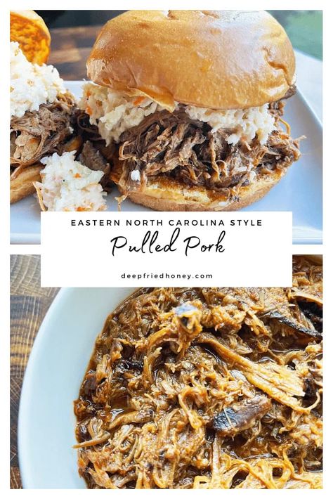 Eastern Carolina Pulled Pork, North Carolina Pulled Pork Slow Cooker, Carolina Pulled Pork Slow Cooker, Boneless Pork Sirloin Roast, North Carolina Pulled Pork, Carolina Style Pulled Pork, Bbq Pork Crockpot, Pork Ideas, North Carolina Style