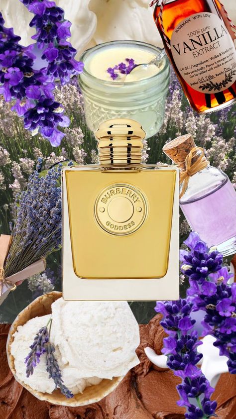 Burberry Goddess Perfume Aesthetic, Burberry Aesthetic, Tub Of Ice Cream, Burberry Her, Lavender Ice Cream, Perfume Aesthetic, Burberry Perfume, Vanilla Lavender, Vanilla Extract