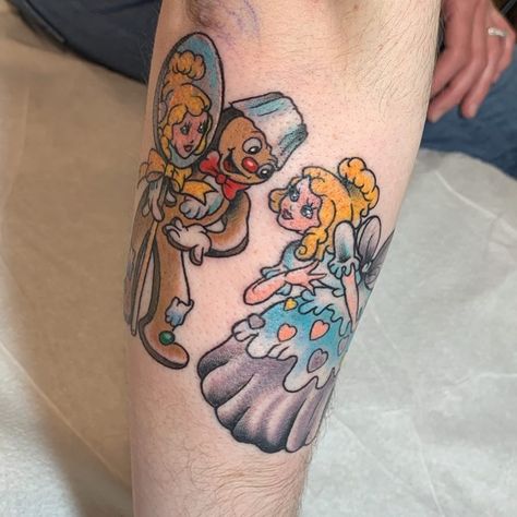 Disney’s Silly Symphonies “Cookie Carnival” Tattoo Silly Symphony Tattoo, Disney Traditional Tattoo, Nostalgic Tattoos, Cookie Carnival, Carnival Tattoo, Silly Symphonies, Disney Cookies, Old Disney, Disney S