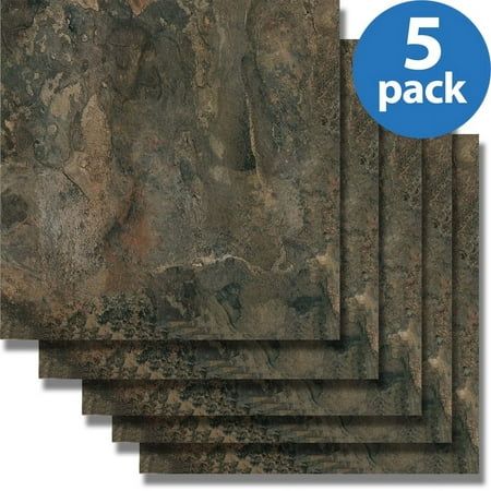 Nexus (5 Cartons-100 Tiles) 12x12 Dark Slate Marble Self Adhesive Vinyl Floor Tiles-20 Tiles/20 sq. ft. Peel And Stick Floor, Natural Bathroom, Vinyl Floor Tiles, Vinyl Tile Flooring, Tent Lighting, Slate Flooring, Vinyl Floor, Kitchen Floor Tile, Vinyl Tile