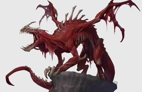 Blood Dragon, Tooth Wu on ArtStation at https://www.artstation.com/artwork/qAo3n2 Tooth Wu, Dragon Tooth, Blood Dragon, Arte Zombie, Monster Artwork, Mythical Monsters, Rpg Map, Creature Artwork, Cool Monsters