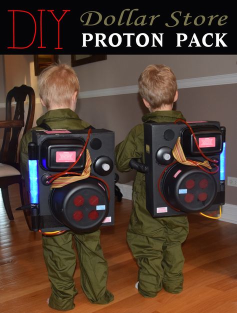 DIY Dollar Store Proton Pack and Ghostbusters Halloween Costume for Toddler Twins Ghost Costume Kids, Ghostbusters Birthday Party, Ghostbusters Proton Pack, Superhero Halloween Costumes, Ghostbusters Party, Ghostbusters Costume, Superhero Halloween, Proton Pack, Masque Halloween