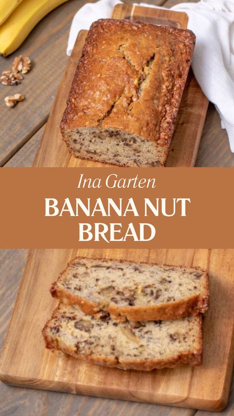 Ina Garten Banana Nut Bread Banana Bread Recipe Nut, Janets Rich Banana Bread, Banana Bread Ina Garten, Ina Garten Banana Bread Recipe, Banana Overripe Recipes, Banana Bread Pecan Recipe, Extra Moist Banana Bread Recipe, Banana Bread Recipe Ina Garten, Ina Garden Banana Bread