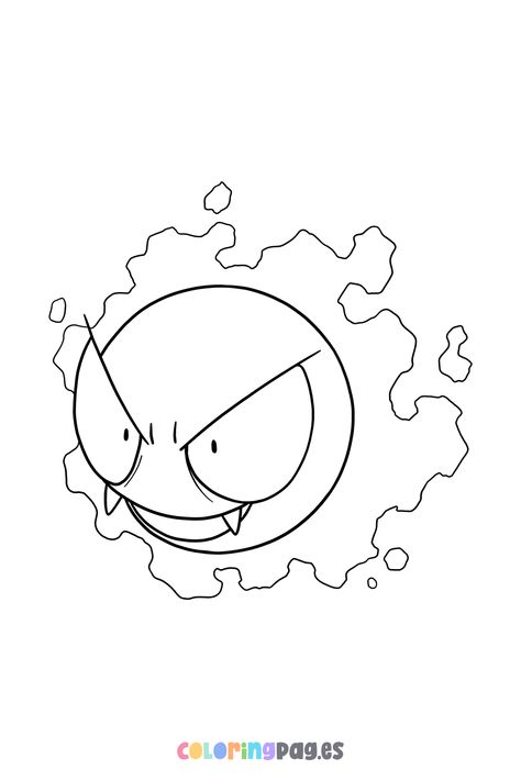 Discover fun and creative ways to engage your kids with our free Gastly coloring page, perfect for all Pokémon fans! Pokemon Line Art, Pokémon Gastly, Pokemon Outline, Pokemon Sprigatito, Gastly Pokemon, Pokemon Black And White, Gameboy Pokemon, Pokemon Tattoo, Pokemon Coloring Pages