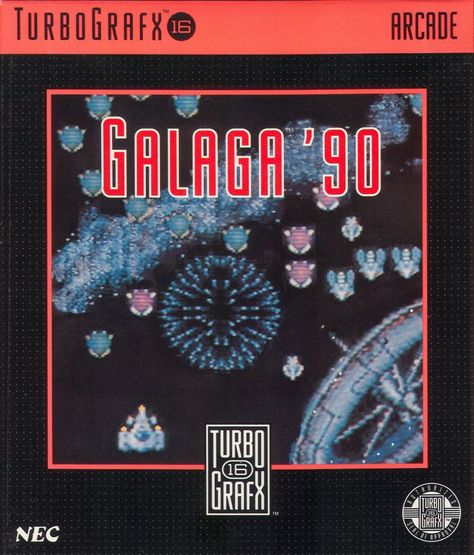 Galaga '88 TurboGrafx-16 Front Cover Turbografx 16, Virtual Boy, Vintage Video Games, Classic Video, Game Change, Classic Video Games, Video Games Nintendo, Gameboy Advance, Game Cartridge