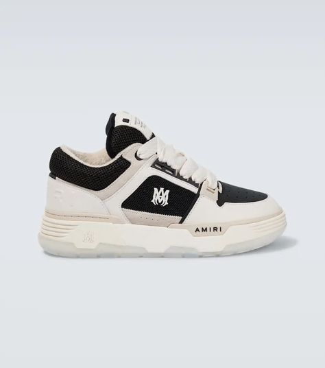 Amiri - MA-1 leather and mesh sneakers | Mytheresa Amiri Shoes, Amiri Sneakers, Zapatillas Jordan Retro, Pretty Sneakers, Luxury Boots, Nike Jordan Retro, Off White Shoes, Leather Brogues, Mens Designer Shoes