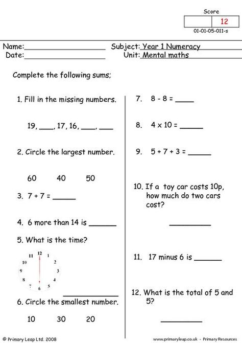 Numeracy: Mental maths 4 | Worksheet | PrimaryLeap.co.uk Maths Worksheet, Mental Maths Worksheets, Mental Maths, Free Worksheets For Kids, Math Practice Worksheets, First Grade Math Worksheets, Maths Worksheets, Writing Practice Worksheets, 1st Grade Math Worksheets