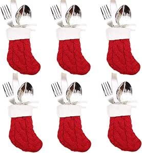 Xmas Dinner Table, New Year Party Decorations, Mini Christmas Stockings, Red Christmas Stockings, New Year's Party Decorations, Xmas Dinner, Silverware Holder, Christmas Dinner Table, Christmas Tableware