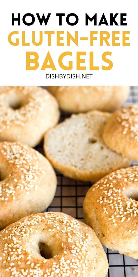 You're going to love these soft and tender gluten-free bagels. No boiling required to make these delicious bagels. Topped with sesame seeds, they're perfect toasted and topped with sliced avocado, smoked salmon, or even with jam! Totally dairy-free too, but no one would care! Bake a large batch and freeze so you can enjoy homemade bagels anytime! | how to make bagels | homemade bagels recipe | gluten free dairy free recipes | gluten free bread recipes Avocado Smoked Salmon, Gluten Free Bagel Recipe, Salt Free Diet, Bagel Recipe Easy, Gluten Free Bagels, Plain Bagel, Sliced Avocado, Gluten Free Recipes Bread, Homemade Bagels