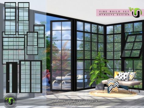 The Sims Resource: Vibe Build Set by NynaeveDesign • Sims 4 Downloads Sims 4 Cc Large Windows, Sims 4cc Windows, Sims 4 Glass Wall Cc, Sim4 Cc Window, Sims 4 Floors And Walls, Sims 4 Glass Window Cc, Sims 4 Loft Windows Cc, Sims 4 Modern Windows, Sims Cc Doors And Windows