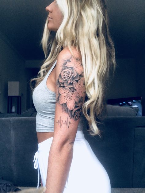 Nurse Half Sleeve Tattoo, Tatted Nurse, Nurse Sleeve Tattoos For Women, Nursing Tattoos For Women, Nursing Tattoo Ideas, Half Leg Sleeves For Females, Nursing Tattoo, Nursing Tattoos, Progress Tattoo