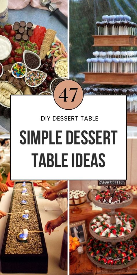 simple dessert table ideas pin 1 Buffet Deserts Ideas, Fun Dessert Bars Party Ideas, Winter Dessert Table Ideas, Goody Table Ideas, Budget Dessert Table, Ideas For Wedding Dessert Table, Dessert Auction Display, Dessert Table For Birthday Party, Rustic Wedding Dessert Table Display