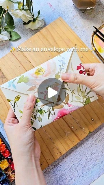 Joly Poa on Instagram: "✨️February✨️ Make this cute envelope with me!😍 Last weekend, my brother got married in Singapore. We all flew in to attend this special occasion. Money envelopes are quite common as wedding gifts in our culture. It's usually in a red envelope but I wanted something different 😂 I saw this envelope video from @maximeee and thought that it'd be great personalized envelope for the couple 😍 Would you try something like this? 😀 #watercolor #watercolorenvelope #watercolorflorals #diywatercolor #watercolorart #botanicalart" Envelope Art Diy, Diy Money Envelopes, Diy Envelopes From Paper, Watercolor Envelope, Watercolor Letters, Make An Envelope, Creative Videos, Brand Aesthetic, Cute Envelopes