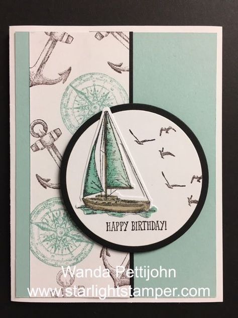 Masculine Cards Handmade, Boat Card, Stampin Up Birthday Cards, Nautical Cards, Congratulations Cards, Masculine Birthday Cards, Boy Cards, Birthday Cards For Men, Creative Corner