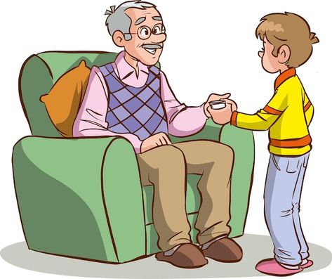 Grandfather and grandson talking cartoon... | Premium Vector #Freepik #vector #happy-cartoon #grandpa #cute-kids #cute-boy Grandpa Jokes, Grandfather And Grandson, Relationship Jokes, Old Men, Old Man, A Boy, Premium Vector, Graphic Resources, Vector Art