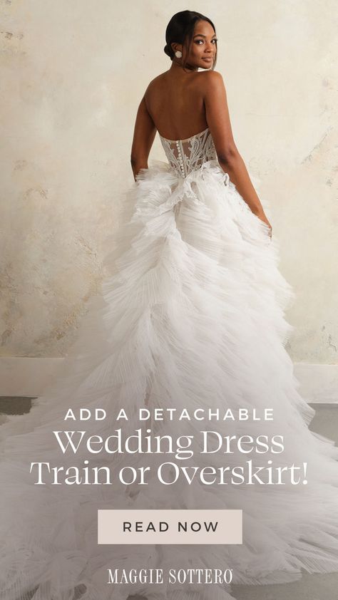 25 Bridal Trains and Overskirts To Spice Up Your Look Wedding Dress Overskirt, Bridal Train, Detachable Train Wedding Dress, Detachable Wedding Dress, Dress Train, Wedding Aesthetics, Latest Jewellery Trends, Wedding Dress Train, Bridal Look