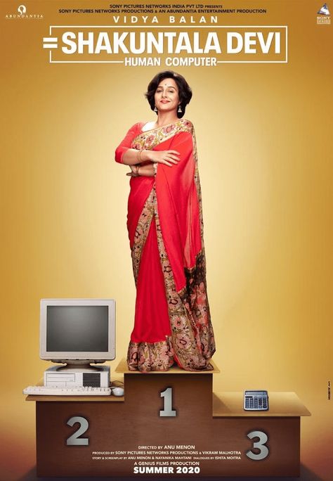 Shakuntala Devi Shakuntala Devi, Human Computer, Sanya Malhotra, Movies Posters, Vidya Balan, Sanya, Hindi Film, Bollywood Movie, Indian Movies