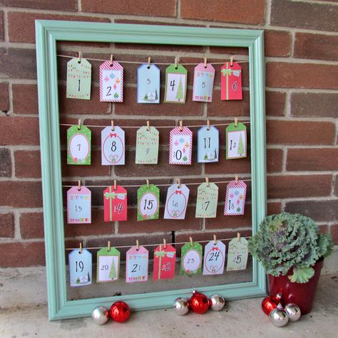 Huckleberry Love: Advent Calendar {Christmas Tutorial} Calendar Ideas For Kids To Make, Homemade Advent Calendar Ideas, Homemade Advent Calendar, Calendar Frame, Christmas Tutorial, Homemade Advent Calendars, Advent Calendar Ideas, Bow Display, Advent Calendar Christmas