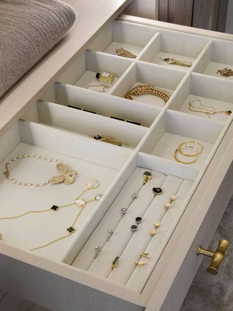 Bespoke Jewellery Drawer in our latest North London Project. Get in touch with us for more info for bespoke wardrobe or joinery! www.rachelbattais.com Jewellery Drawer, Bespoke Wardrobe, Feminine Bedroom, Master Ensuite, Jewelry Drawer, Dream Closets, Walk In Wardrobe, Dressing Room Design, North London