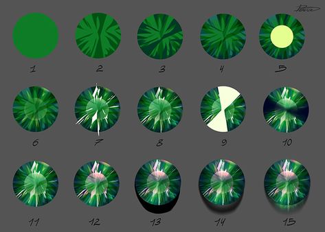 Green Gemstone by Develv on DeviantArt Gem Tutorial Drawing, How To Color Crystals Digital, How To Draw Crystals Digital, How To Paint Gemstones, How To Color Gems, How To Paint Crystals, How To Draw Gemstones, Gem Drawing Tutorials, How To Draw Gems