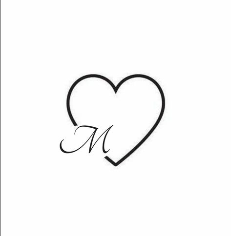 M K Tattoo Letter, Letter M With Heart, M And M Tattoo, Cursive M Tattoo, Tatoos Behind The Ear, M Initial Tattoo, Letter M Tattoo Ideas, M Letter Tattoo, M Tattoo Letter