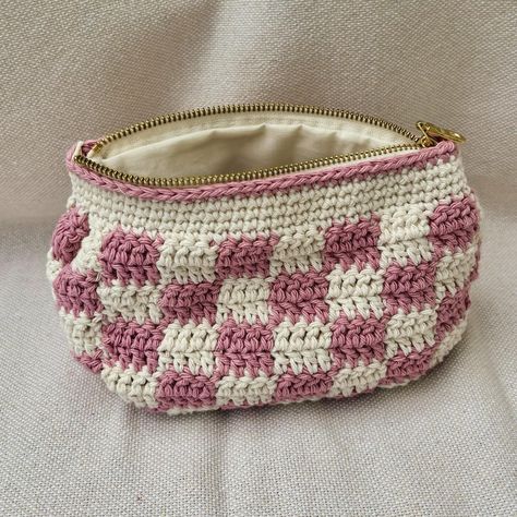 introducing the checker pouch🏁 this pouch is perfect to use as a makeup bag or a pencil pouch! It is crocheted and lined with cotton fabric and includes a zipper☀️ will be available on my etsy June 22st!!! . . . #crochet #crochetlove #crochetaddict #checkerpouch #checkers #crochetbag #crochetpouch #pencilpouch #makupbag #makeuppouch #handmade #handmadeaccessory #handamdeaccessories #smallbusiness #smallbusinessowner #etsy #etsyshop #etsyseller Crochet Projects Easy, Crochet Top Dress, Crochet Storage Baskets, Crochet Storage, Crochet Keychain Pattern, Crochet Pouch, Easy Crochet Projects, Crochet Shop, Kawaii Crochet