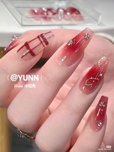 2016 Nails, Shapes Nails, Acrylics Nails, Nail Aesthetic, Nails 2016, Aesthetic Nail, 2024 Nails, Asian Nails, Red Polish