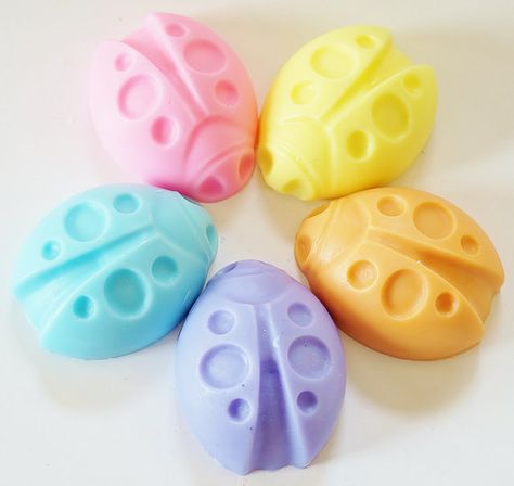 LADYBUG Natural Soap  Choose Soap Color handmade by crimsonhill, $2.50 Soap Carving Design Easy, Soap Carving Patterns, Diy Soap Carving, Soap Sculpture, Cold Process Soap Designs, Soap Carving, Bullet Journal Cover Ideas, Custom Party Favors, Soap Packaging